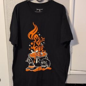 Distressed Black Graphic Tee with Orange Flame Cauldron/ Orangetheory Hell Week
